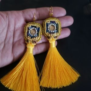 Handmade "Mardi Gras" tasseaux earrings